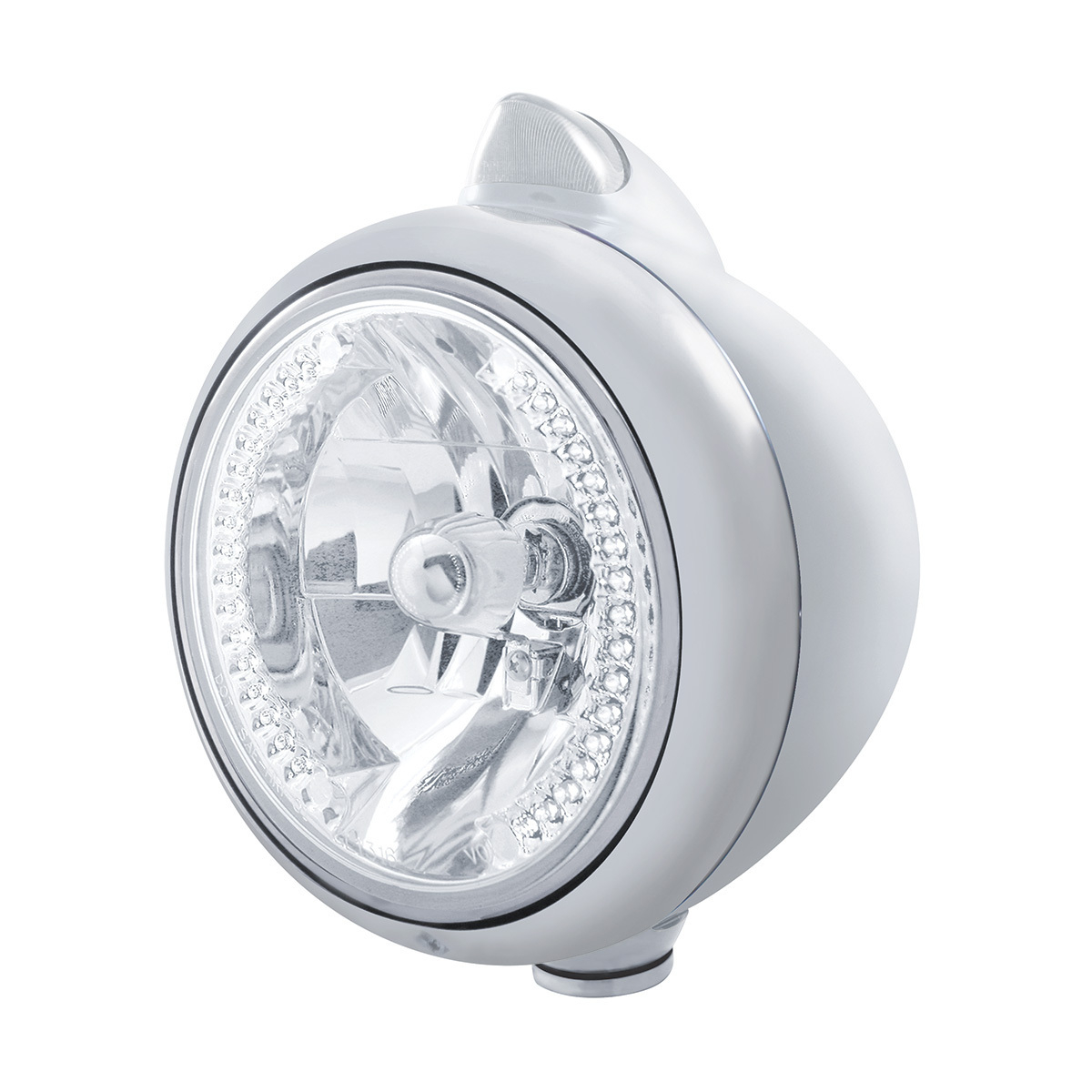 Chrome Guide 682-C Headlight H4 With White LED & Original Style LED Signal - Clear Lens - Thumbnail 4