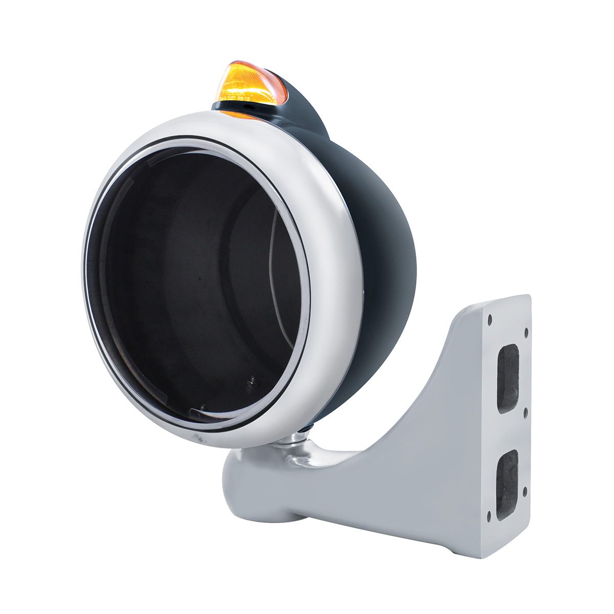 Black Guide 682-C Headlight No Bulb With Original Style LED Signal - Amber Lens - Thumbnail 5