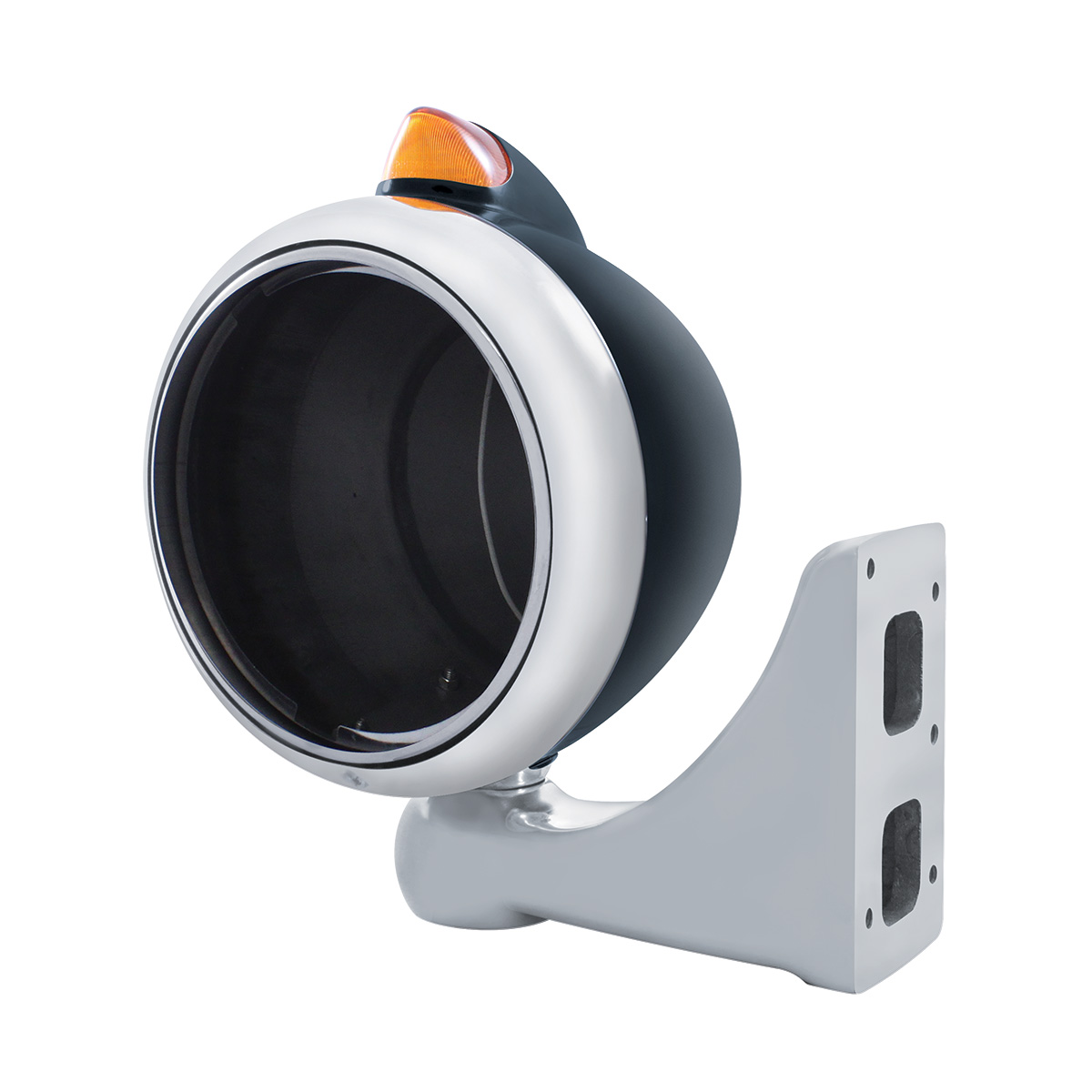 Black Guide 682-C Headlight No Bulb With Original Style LED Signal - Amber Lens - Thumbnail 6