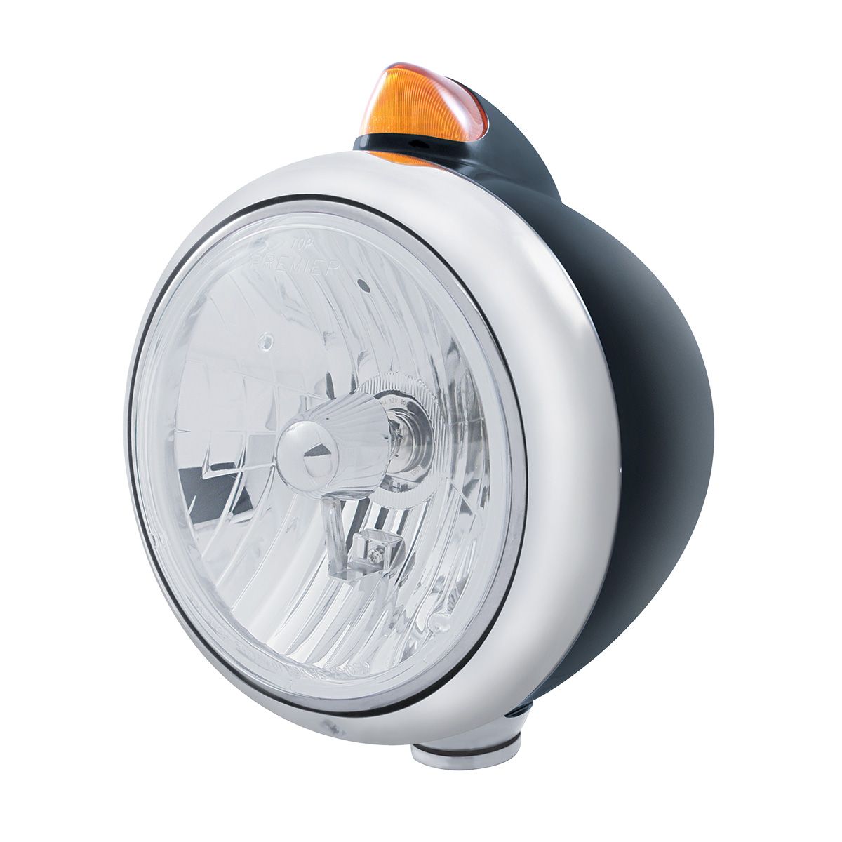 Black Guide 682-C Style Headlight Crystal H4 & Original Style LED Signal - Amber Lens