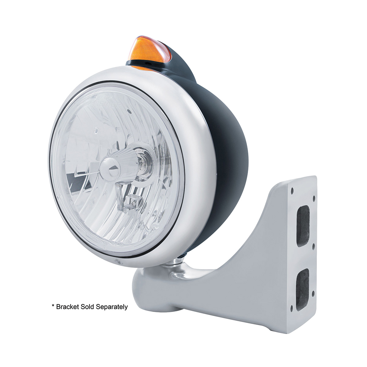 Black Guide 682-C Style Headlight Crystal H4 & Original Style LED Signal - Amber Lens - Thumbnail 3