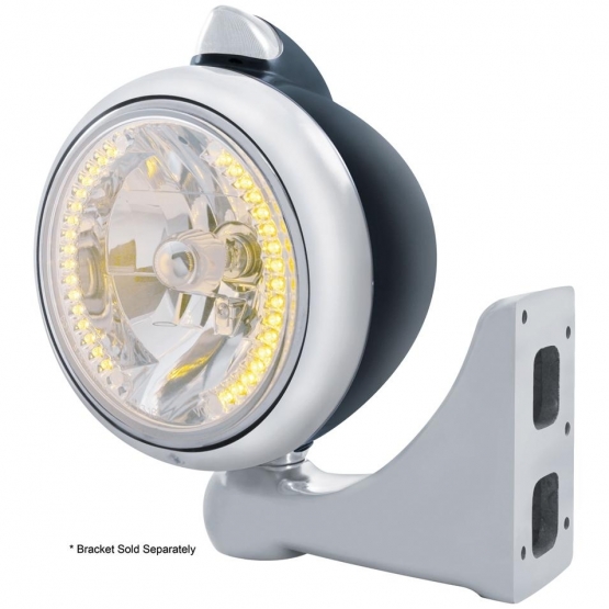 Black Guide 682-C Headlight H4 With 34 Amber LED & Original Style LED Signal-Clear Lens - Thumbnail 4