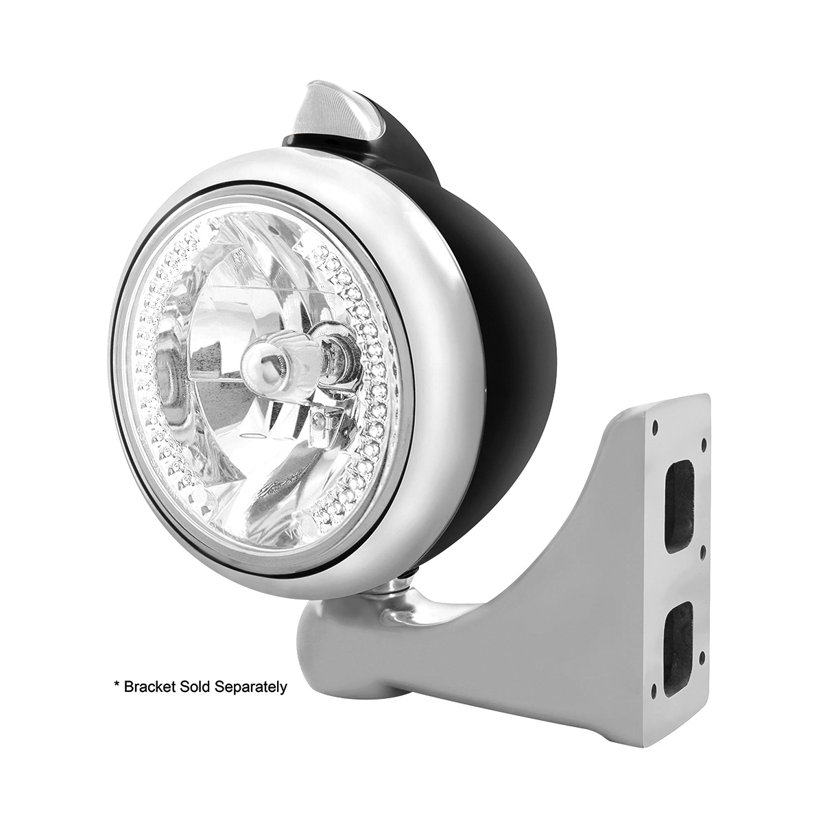 Black Guide 682-C Headlight H4 With White LED & Original Style LED Signal - Clear Lens - Thumbnail 4
