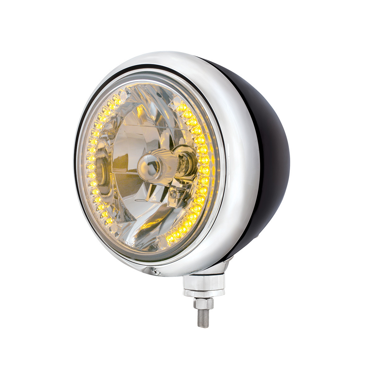 Black Guide 682-C Style Headlight H4 Bulb With 34 Amber LED - Thumbnail 4