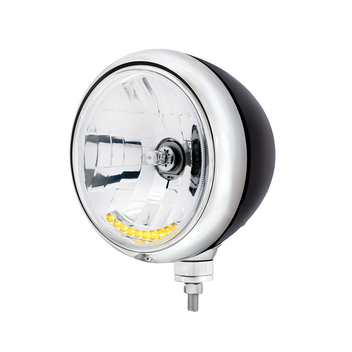 Black Guide 682-C Style Headlight H4 Bulb With 10 Amber LED - Thumbnail 4