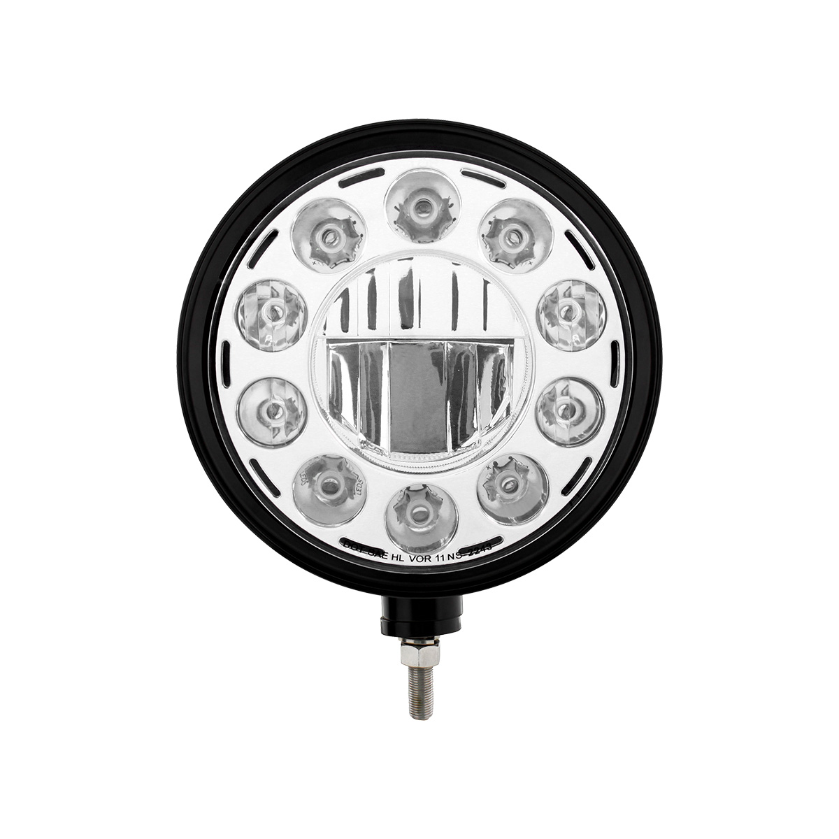 Black "Billet" Style Groove Headlight 11 LED Bulb - Chrome - Thumbnail 2