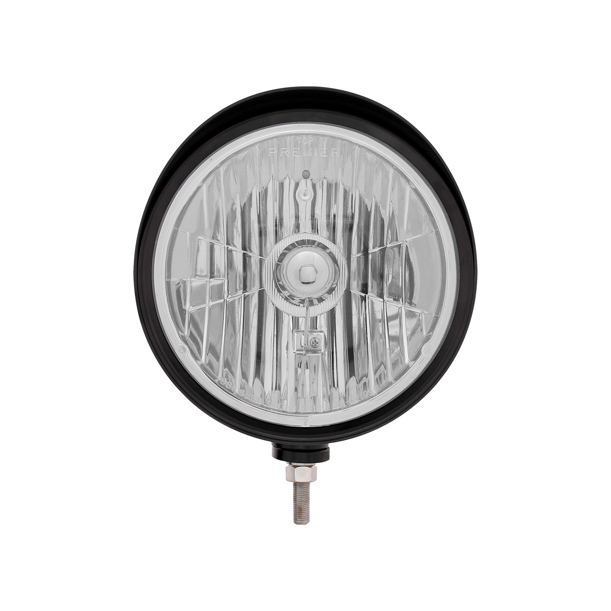 Black "Billet" Style Groove Headlight With Visor Crystal H4 Bulb - Thumbnail 2