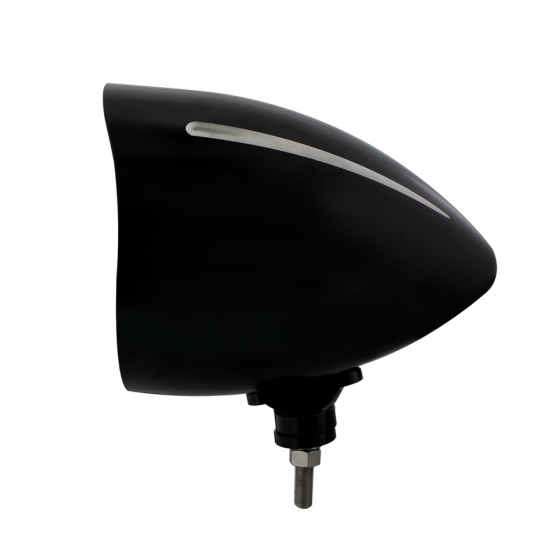 Black "Billet" Style Groove Headlight With Visor H4 Bulb With 34 Amber LED - Thumbnail 4