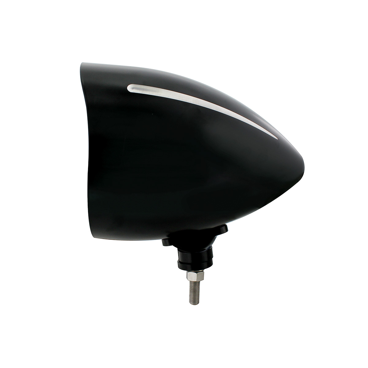 Black "Billet" Style Groove Headlight With Visor 11 LED Bulb - Chrome - Thumbnail 3