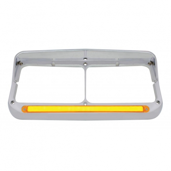 24 LED Rectangular Dual Headlight Bezel With Visor & GloLight - Amber LED/Amber Lens