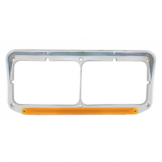 24 LED Rectangular Dual Headlight Bezel With Visor & GloLight - Amber LED/Amber Lens - Thumbnail 4