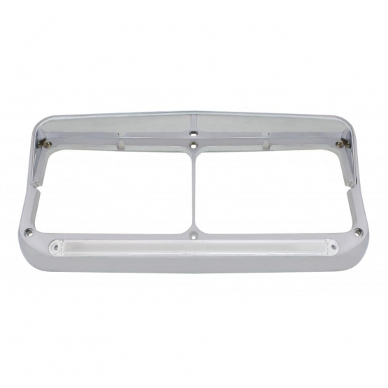 24 LED Rectangular Dual Headlight Bezel With Visor & GloLight - Amber LED/Clear Lens - Thumbnail 2