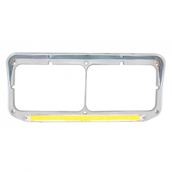 24 LED Rectangular Dual Headlight Bezel With Visor & GloLight - Amber LED/Clear Lens - Thumbnail 3