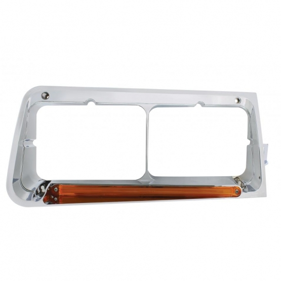 24 LED Headlight Bezel With GloLight For 1989-2009 Freightliner FLD - Passenger - Amber Lens - Thumbnail 2
