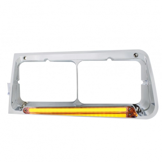 24 LED Headlight Bezel With GloLight For 1989-2009 Freightliner FLD - Driver - Clear Lens