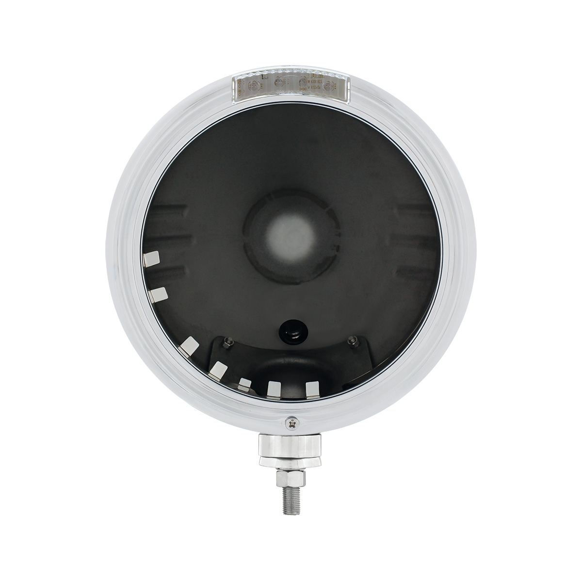 Stainless Steel Classic Stripe Headlight No Bulb With LED Signal - Clear Lens - Thumbnail 2