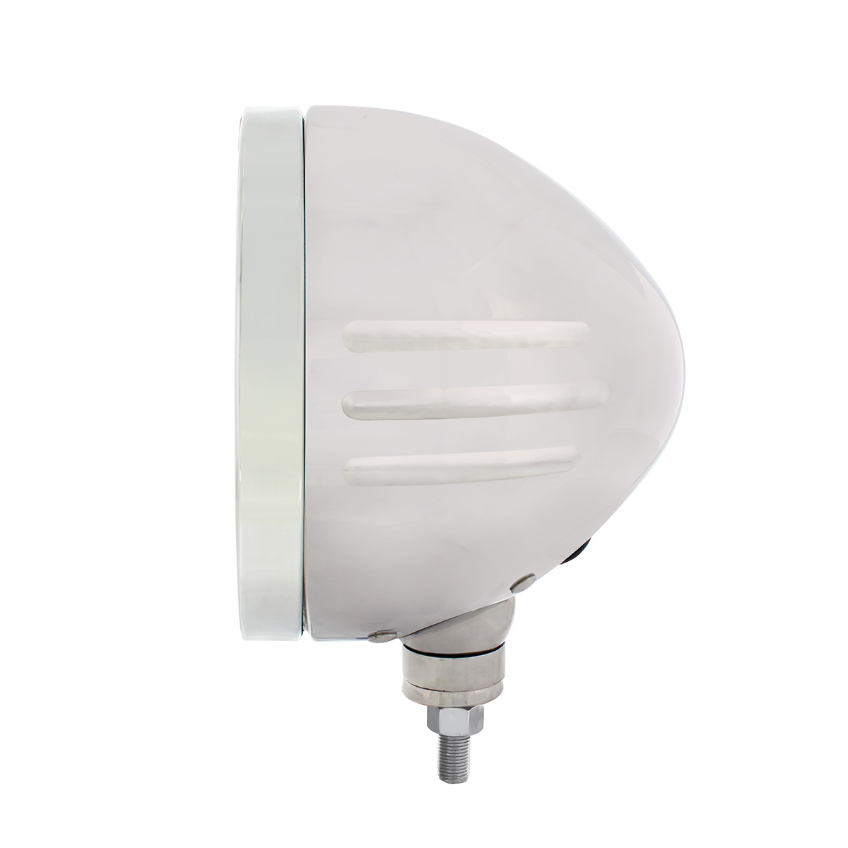 Stainless Steel Bullet Embossed Stripe Headlight No Bulb With LED Signal - Clear Lens - Thumbnail 3