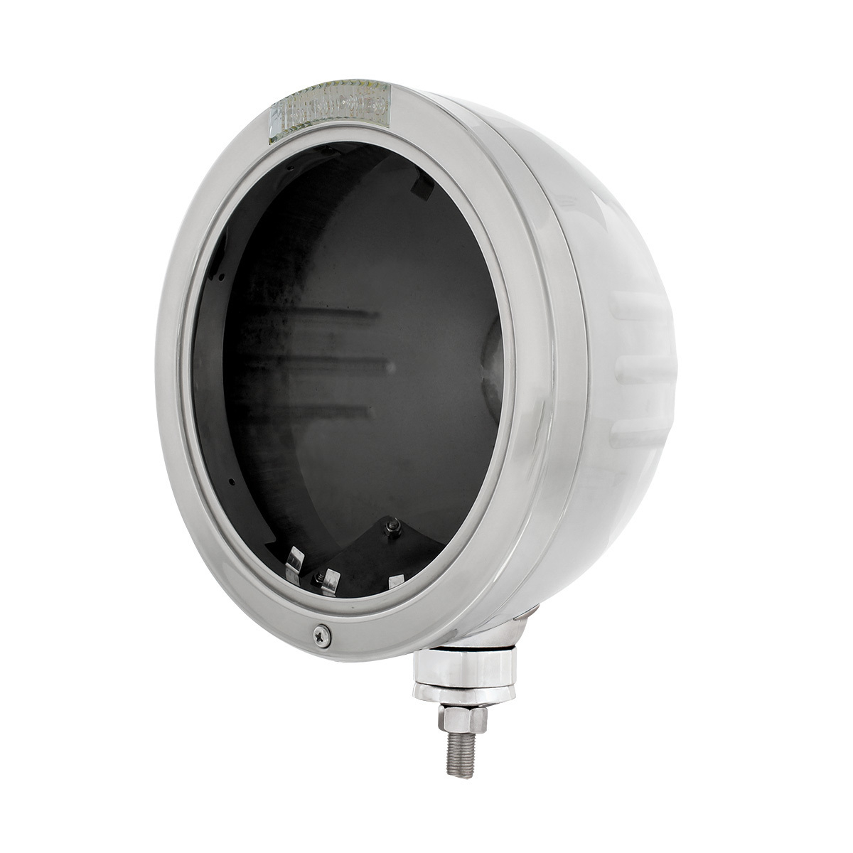 Stainless Steel Bullet Embossed Stripe Headlight No Bulb With LED Signal - Clear Lens - Thumbnail 5