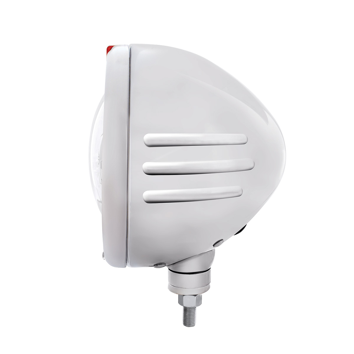 Stainless Steel Classic Embossed Stripe Headlight 5 LED Bulb & Dual Mode LED Signal-Amber Lens - Thumbnail 2