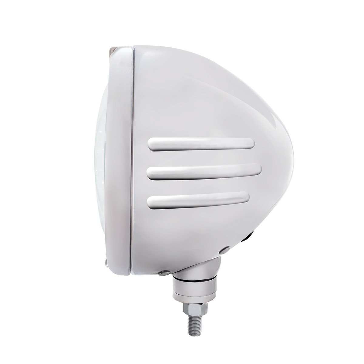 Stainless Steel Classic Embossed Stripe Headlight 11 LED Bulb & Dual Mode LED Signal - Clear Lens - Thumbnail 2