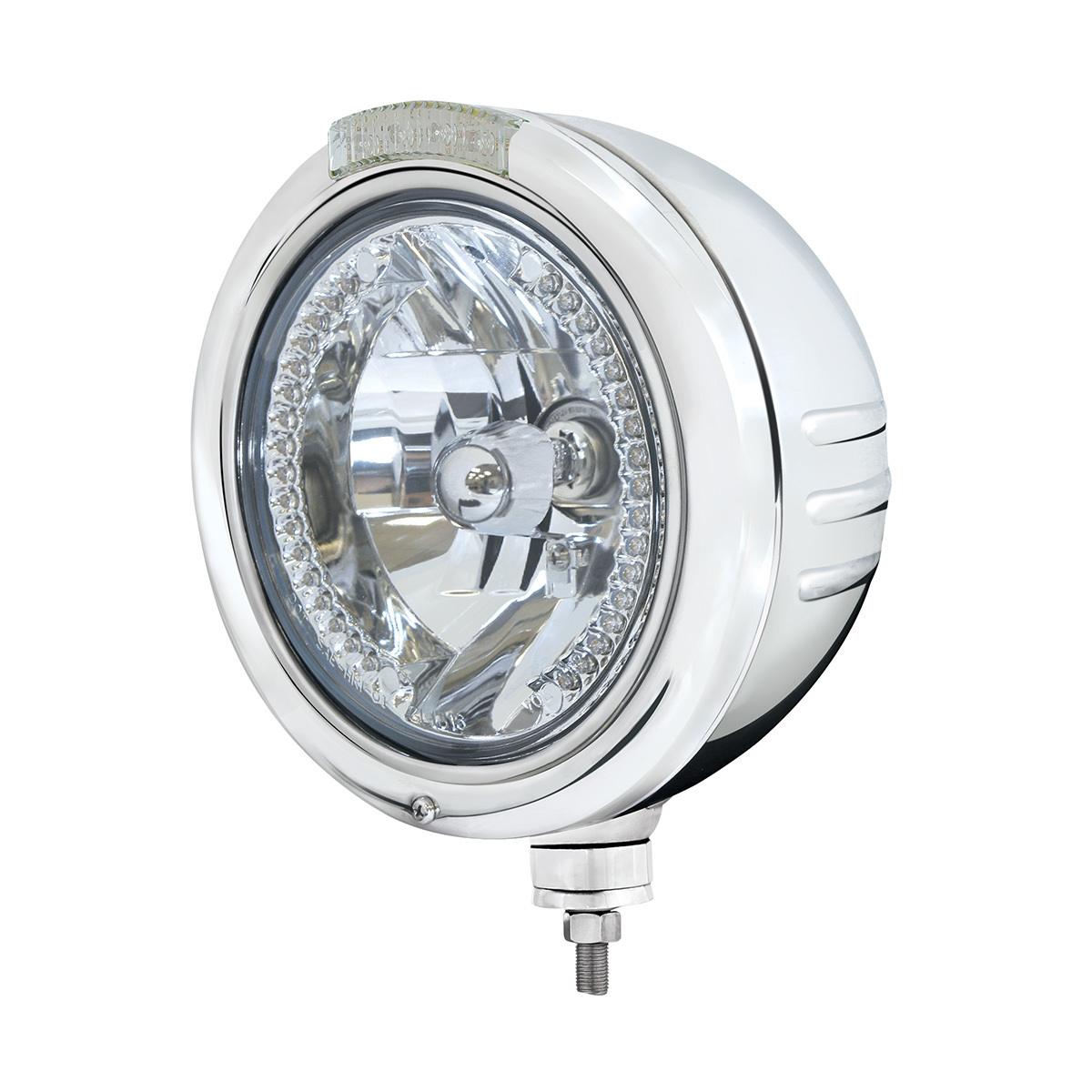SS Classic Embossed Stripe Headlight H4 With Amber LED & Dual Mode LED Signal -Clear Lens - Thumbnail 3