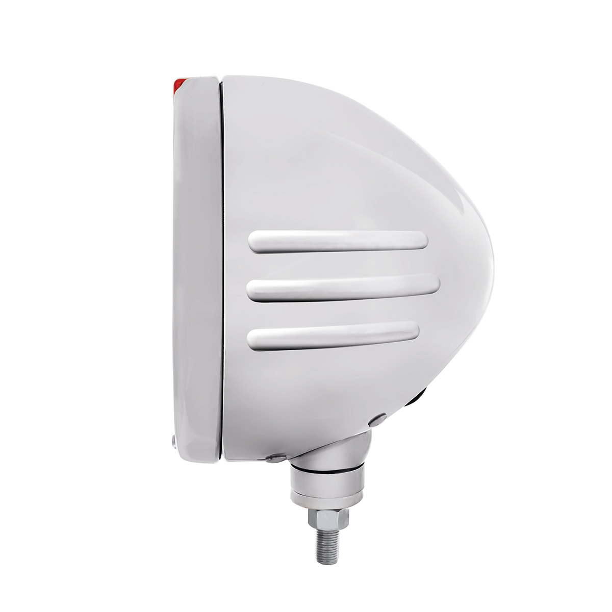 Stainless Steel Bullet Embossed Stripe Headlight H6024 & Dual Mode LED Signal - Amber Lens - Thumbnail 2