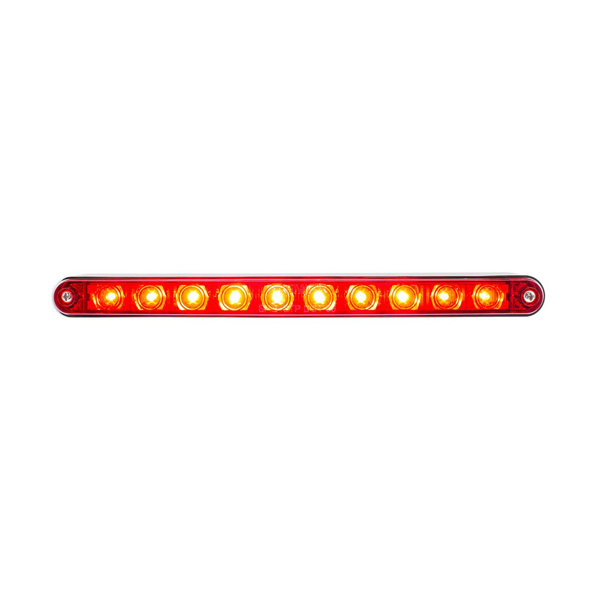 10 LED 9" Split Turn Function Light Bar With Bezel - Red LED/Red Lens