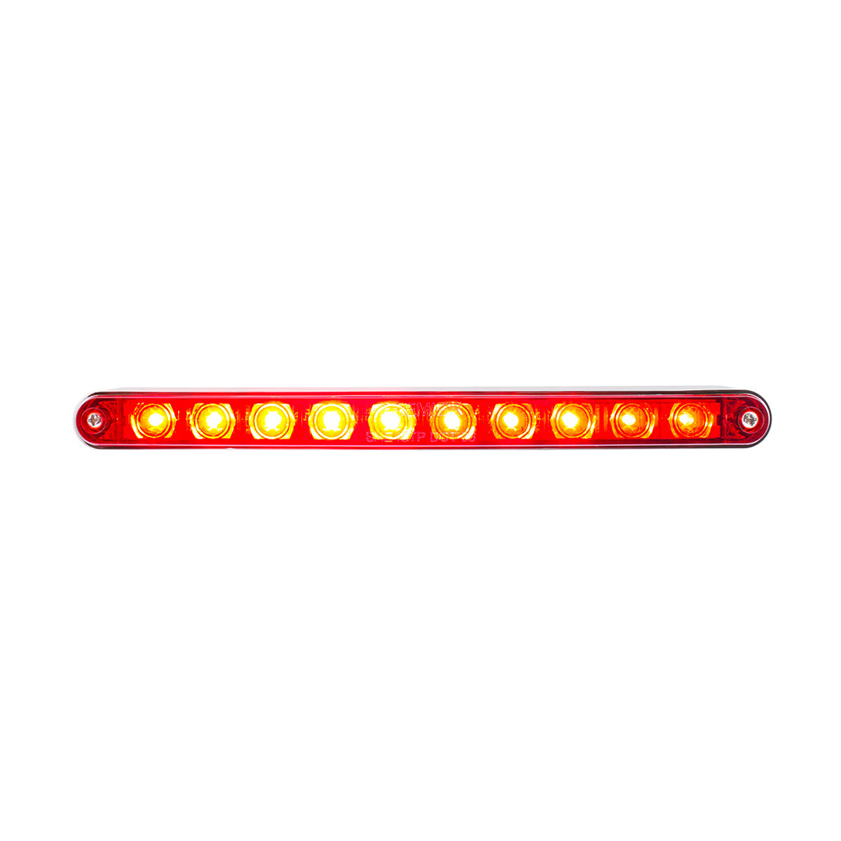 10 LED 9" Split Turn Function Light Bar With Bezel - Red LED/Red Lens - Thumbnail 3