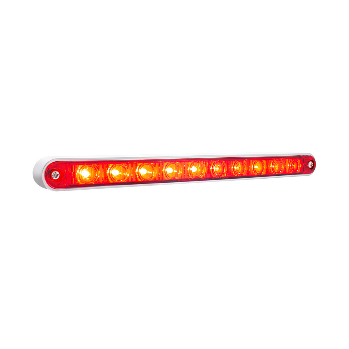 10 LED 9" Split Turn Function Light Bar With Bezel - Red LED/Red Lens - Thumbnail 5