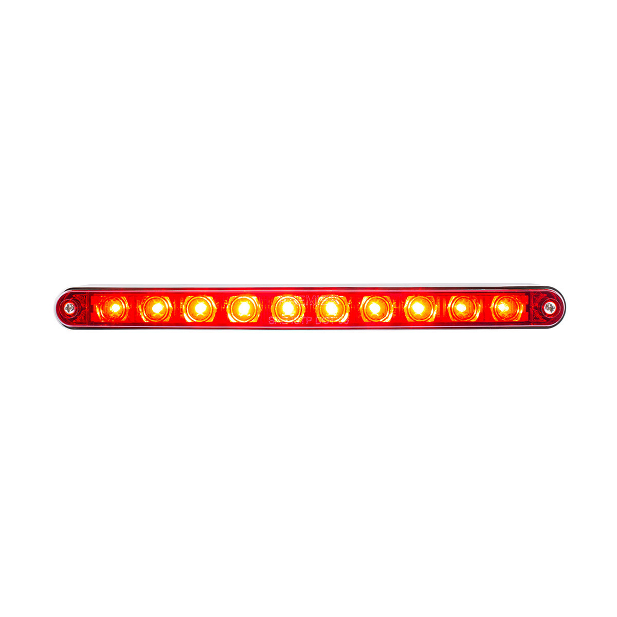 10 LED 9" Split Turn Function Light Bar With Bezel - Red LED/Red Lens - Thumbnail 8
