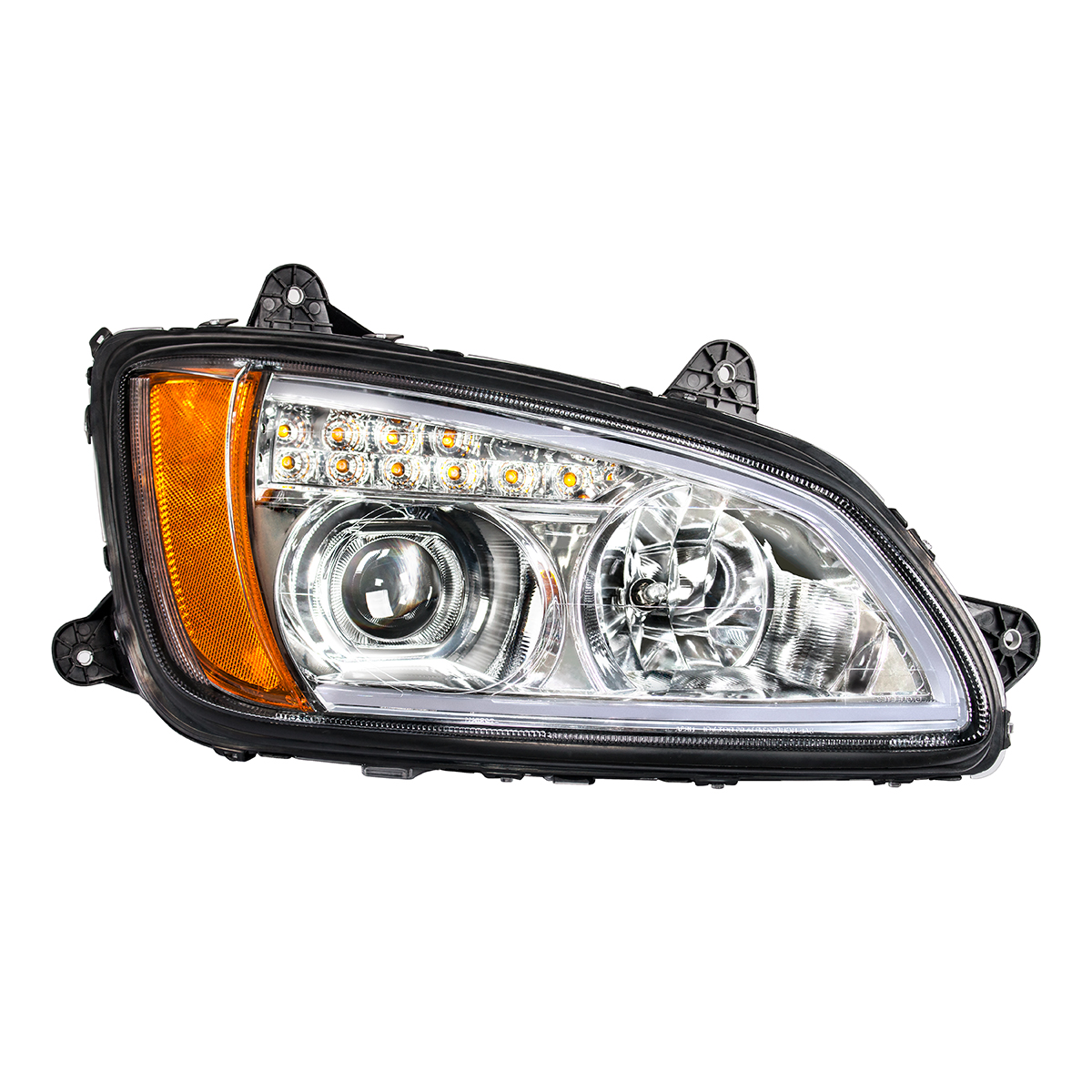 Chrome Projection Headlight With LED Turn Signal & Position Light For 2008-2017 Kenworth T660 - Passenger - Thumbnail 2