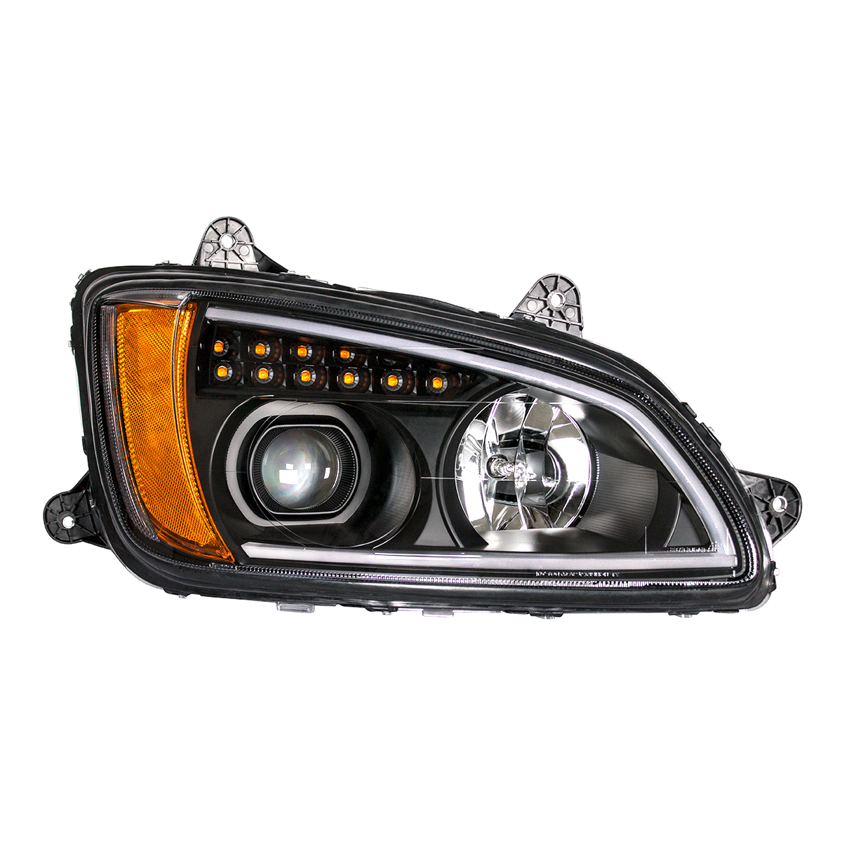 Blackout Projection Headlight With LED Turn Signal & Position Light For 2008-2017 Kenworth T660 - Passenger - Thumbnail 2