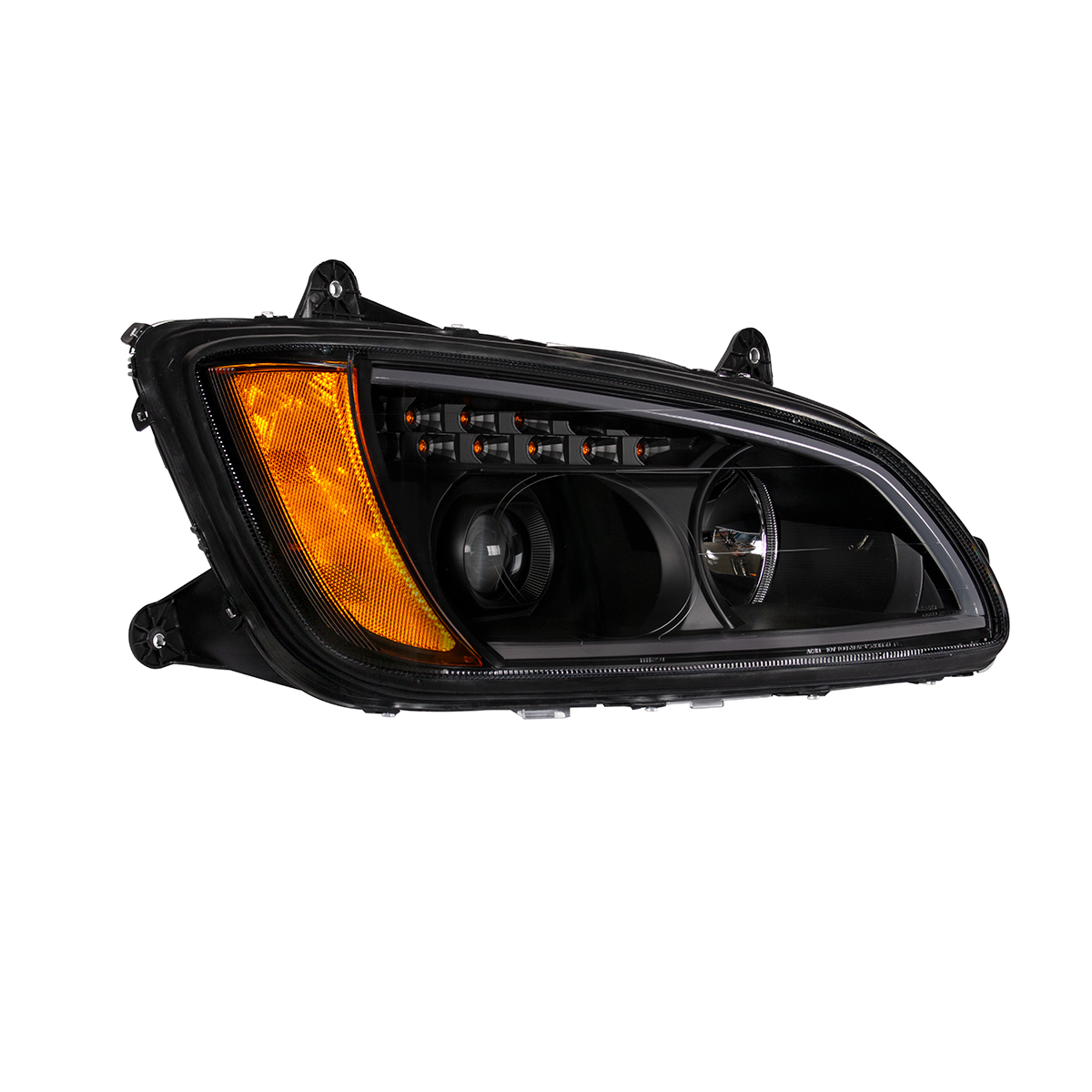 Blackout Projection Headlight With LED Turn Signal & Position Light For 2008-2017 Kenworth T660 - Passenger - Thumbnail 4