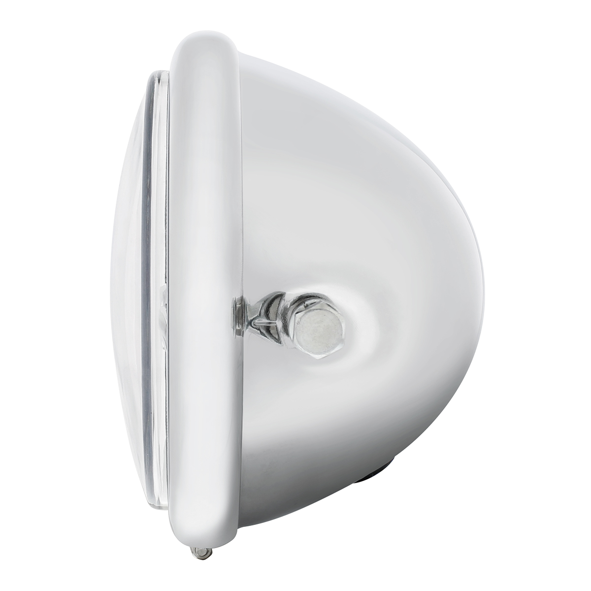 Chrome 5-3/4" Motorcycle Headlight H4 Bulb With 5 Amber LED - Side Mount - Thumbnail 3