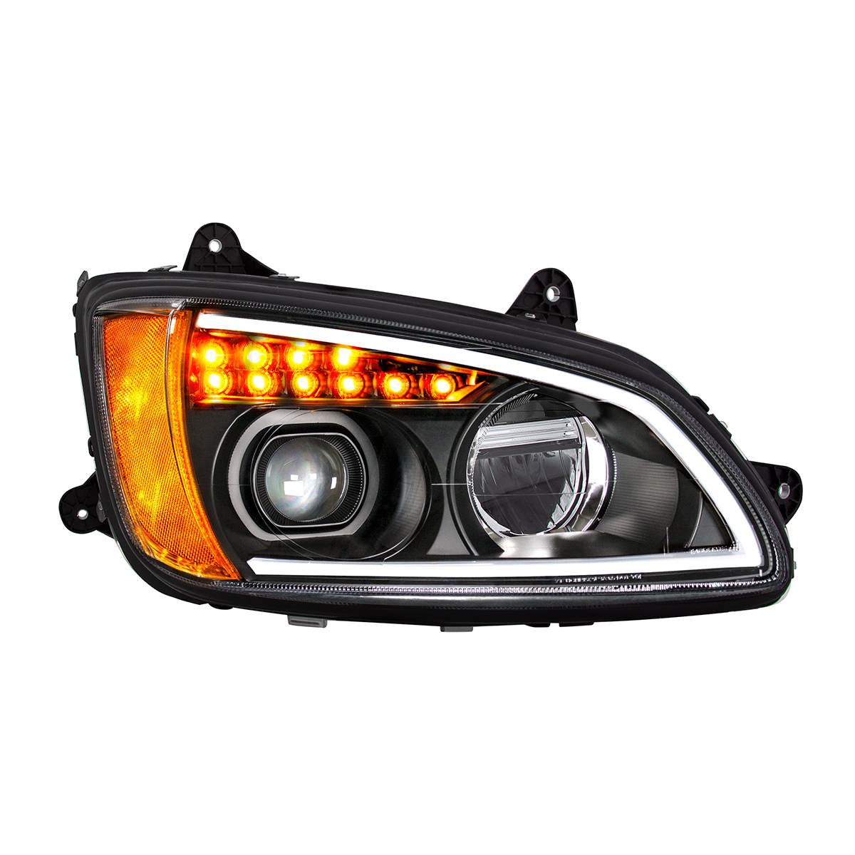 Black Full LED Projection Headlight With Turn Signal & Position Light Bar For 2008-2017 Kenworth T660 - Passenger - Thumbnail 4