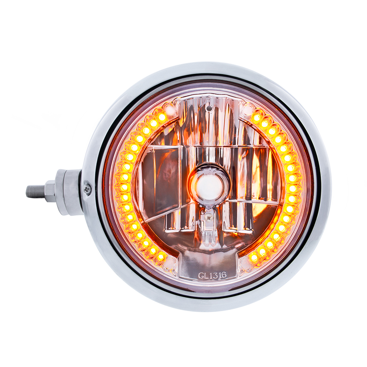 Chrome Guide 682-C Style Headlight Assembly W/Crystal Lens & 34 LEDs Position Light - L/H (Horizontal Mount) - Thumbnail 7