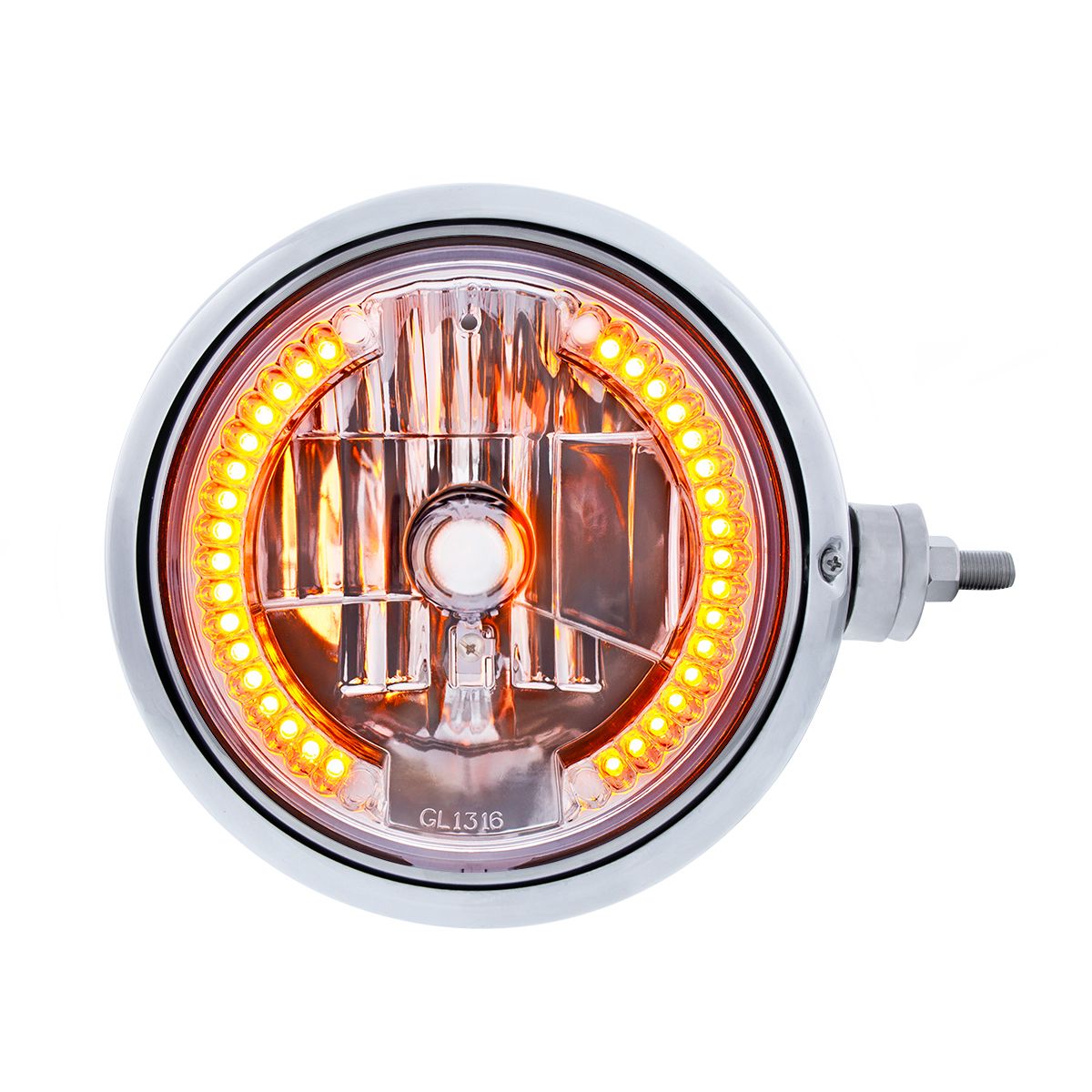 Chrome Guide 682-C Style Headlight Assembly W/Crystal Lens & 34 LEDs Position Light - R/H (Horizontal Mount)
