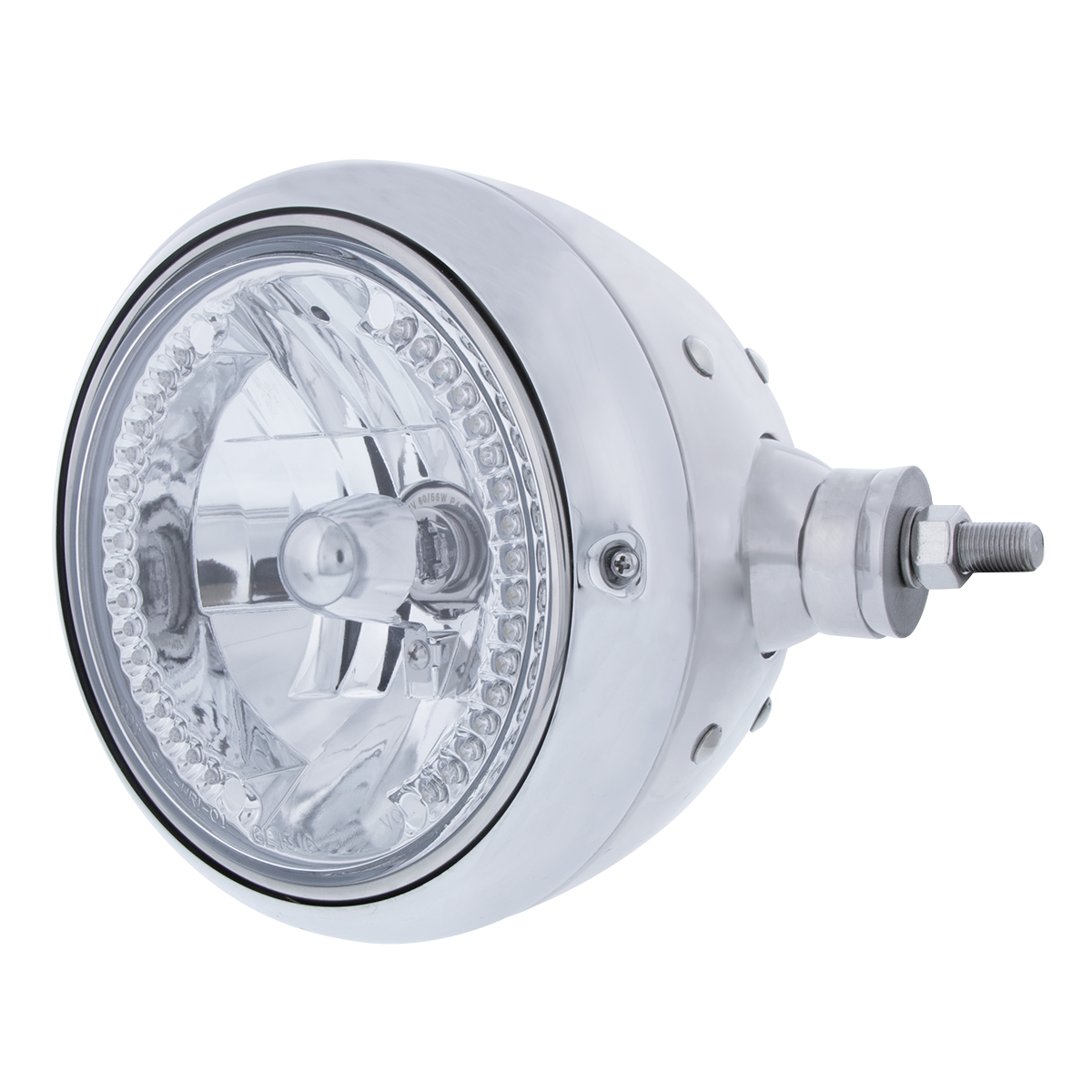 Chrome Guide 682-C Style Headlight Assembly W/Crystal Lens & 34 LEDs Position Light - R/H (Horizontal Mount) - Thumbnail 4