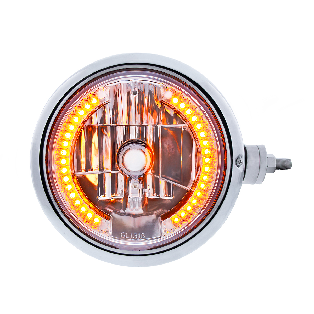 Chrome Guide 682-C Style Headlight Assembly W/Crystal Lens & 34 LEDs Position Light - R/H (Horizontal Mount) - Thumbnail 7