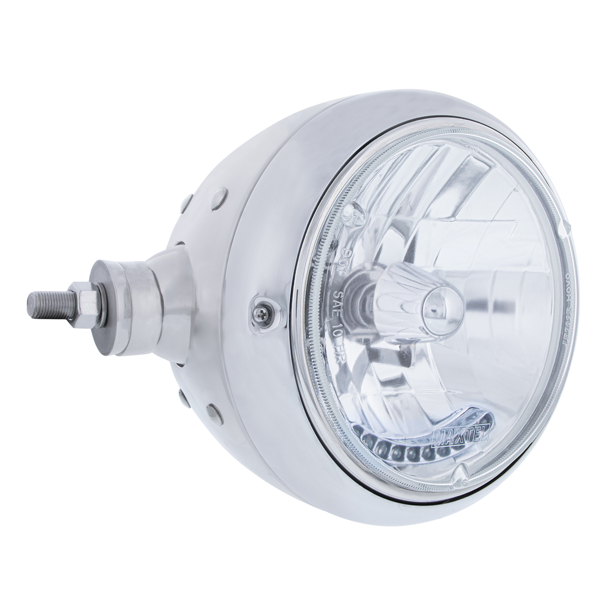 Chrome Guide 682-C Style Headlight Assembly W/Crystal Lens & 10 LEDs Position Light - L/H (Horizontal Mount) - Thumbnail 4