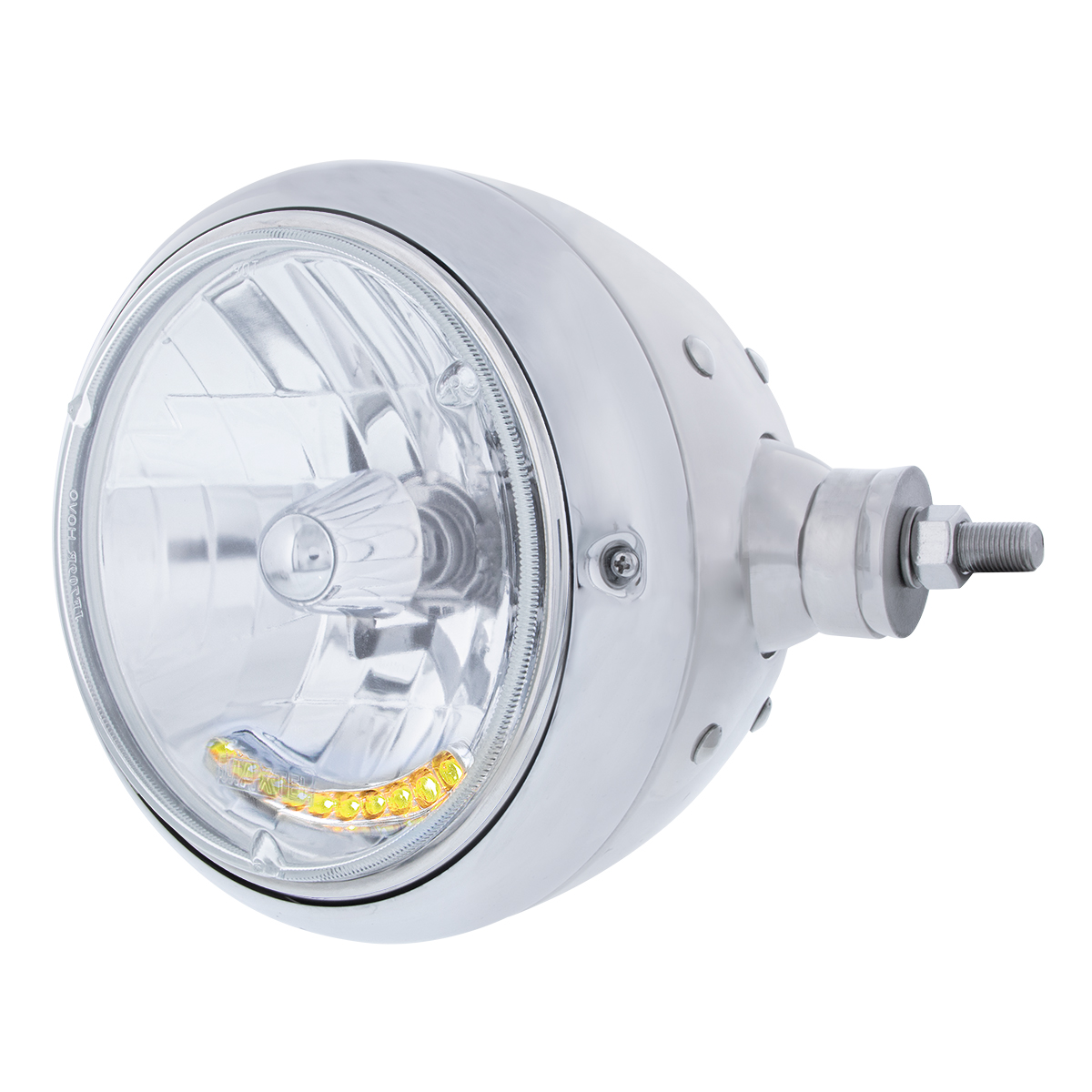 Chrome Guide 682-C Style Headlight Assembly W/Crystal Lens & 10 LEDs Position Light - R/H (Horizontal Mount) - Thumbnail 3