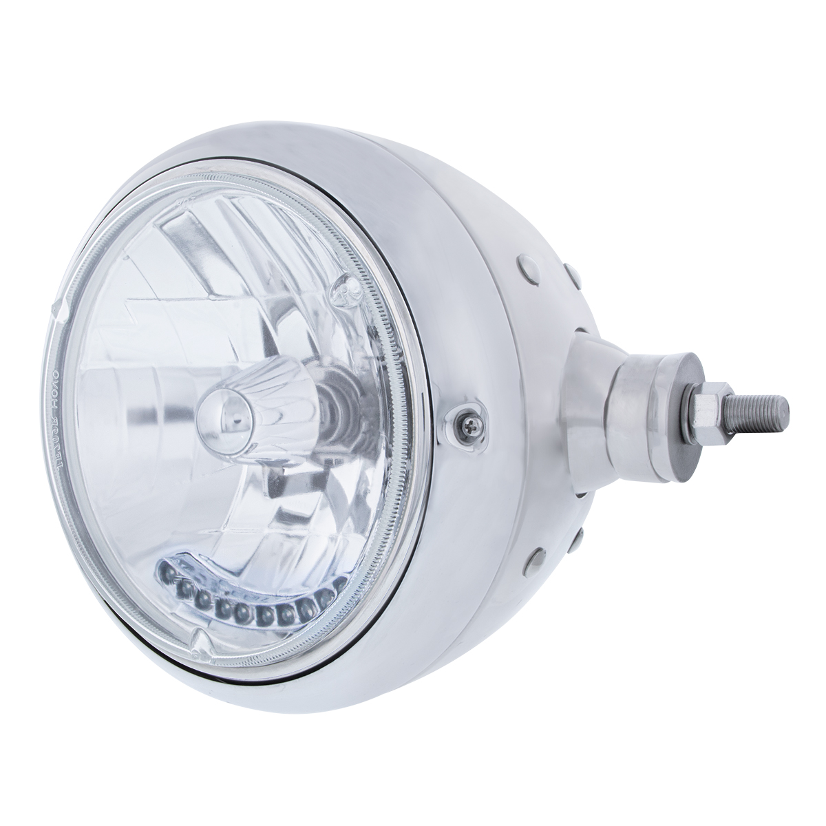 Chrome Guide 682-C Style Headlight Assembly W/Crystal Lens & 10 LEDs Position Light - R/H (Horizontal Mount) - Thumbnail 4