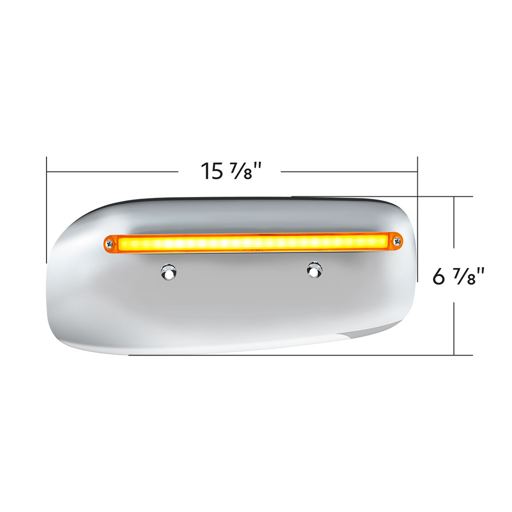 24 LED GloLight Rear Headlight Housing Cover For 2008-2023 Peterbilt 389 (Passenger)- Amber LED/Lens - Thumbnail 7