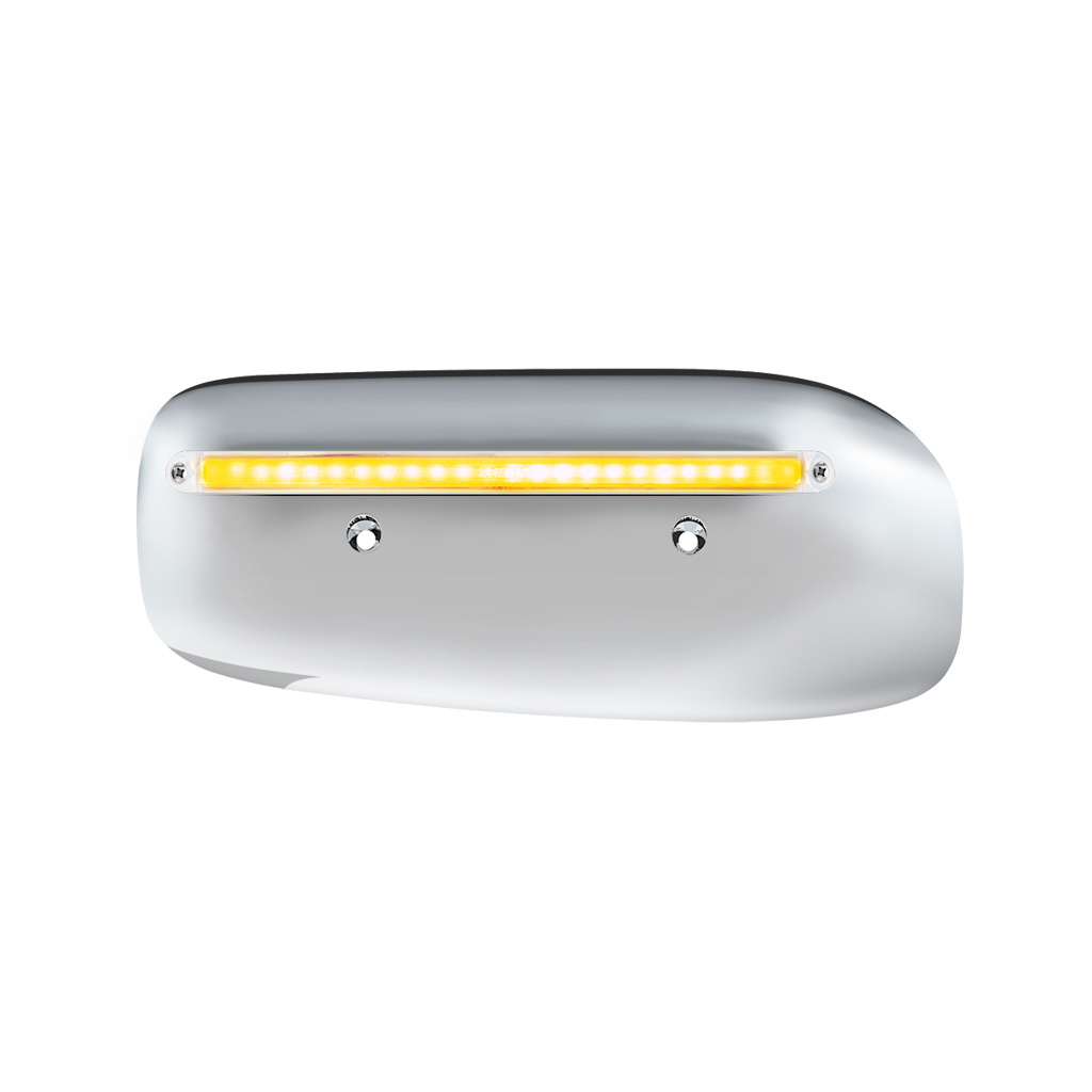 24 LED GloLight Rear Headlight Housing Cover For 2008-2023 Peterbilt 389 (Driver)- Amber LED/Clear Lens