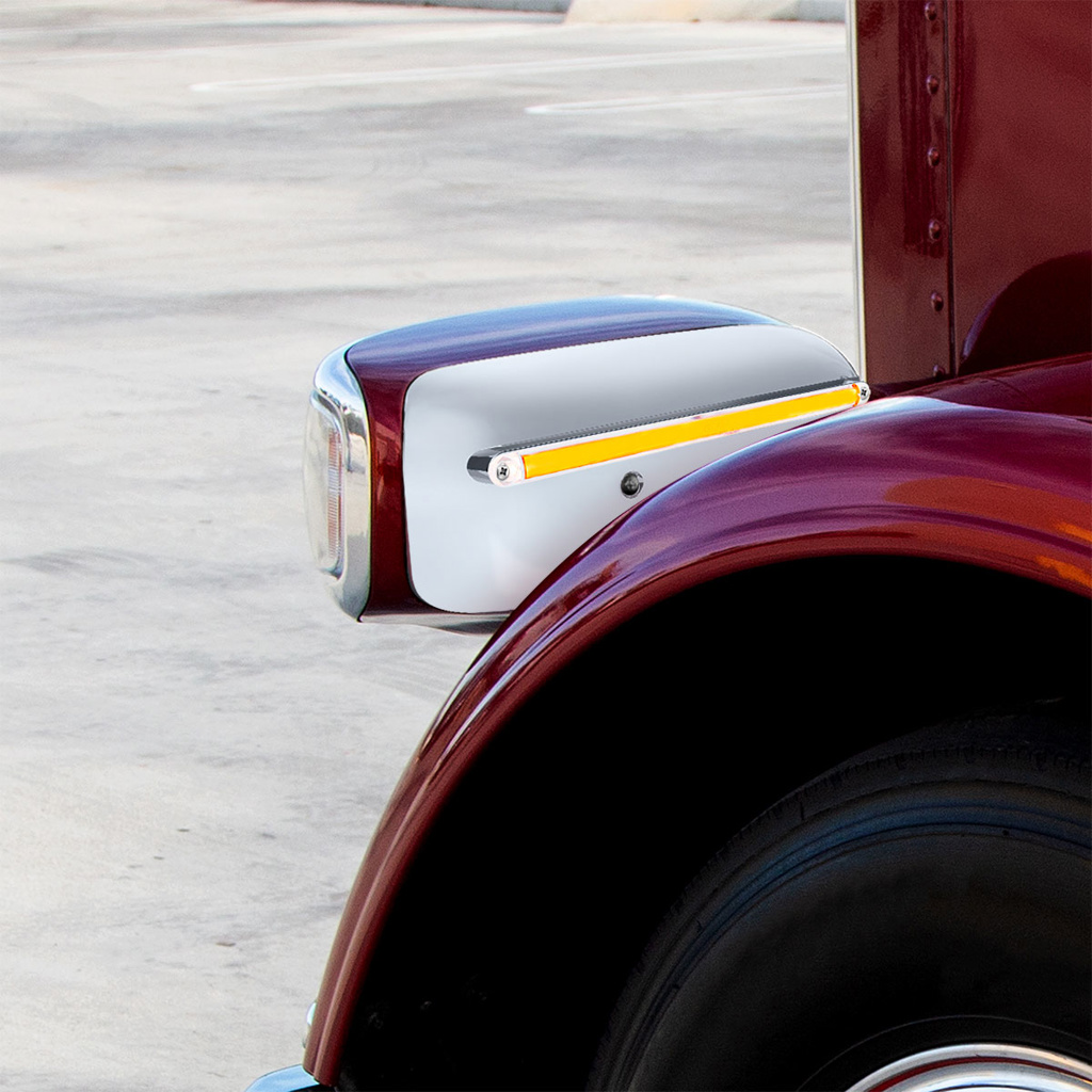 24 LED GloLight Rear Headlight Housing Cover For 2008-2023 Peterbilt 389 (Driver)- Amber LED/Clear Lens - Thumbnail 5