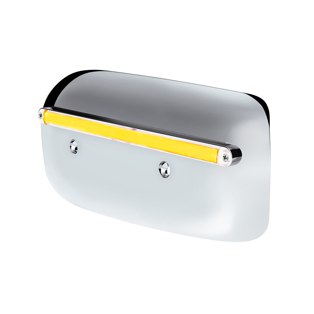 24 LED GloLight Rear Headlight Housing Cover For 2008-2023 Peterbilt 389 (Passenger)- Amber LED/Clear Lens - Thumbnail 3