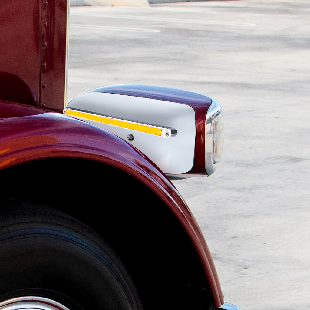 24 LED GloLight Rear Headlight Housing Cover For 2008-2023 Peterbilt 389 (Passenger)- Amber LED/Clear Lens - Thumbnail 5