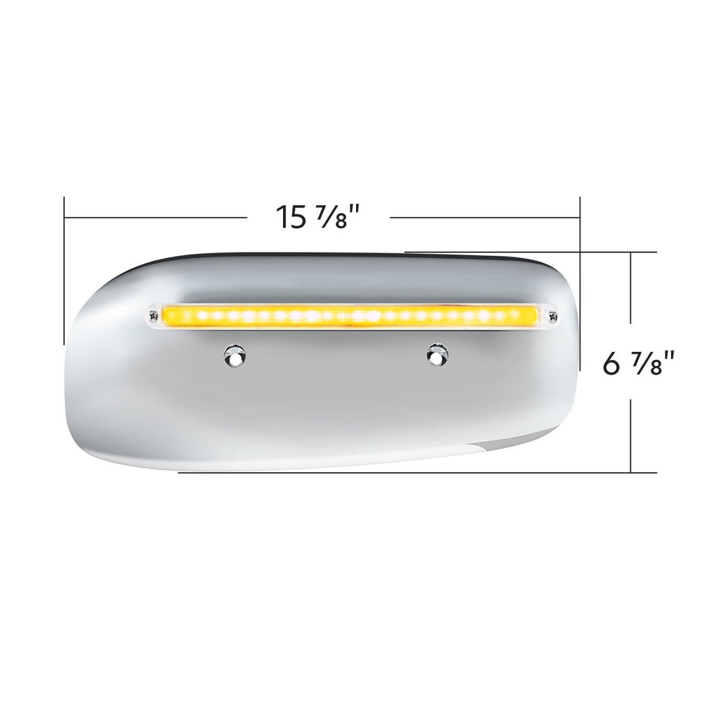 24 LED GloLight Rear Headlight Housing Cover For 2008-2023 Peterbilt 389 (Passenger)- Amber LED/Clear Lens - Thumbnail 7