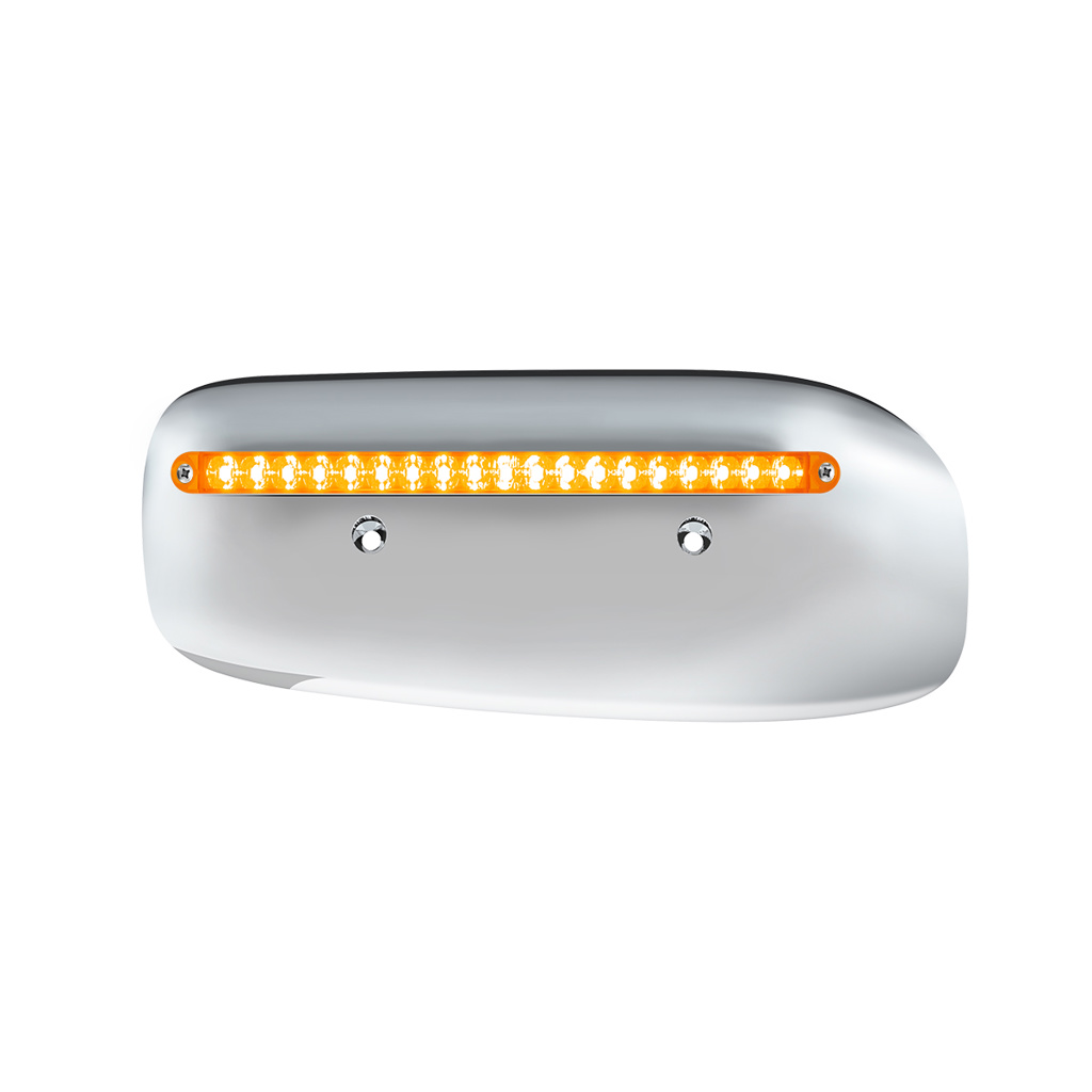 19 LED Rear Headlight Housing Cover For 2008-2023 Peterbilt 389 (Driver)-Amber LED/Lens