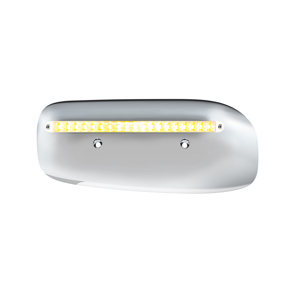 19 LED Rear Headlight Housing Cover For 2008-2023 Peterbilt 389 (Driver)-Amber LED/Clear Lens